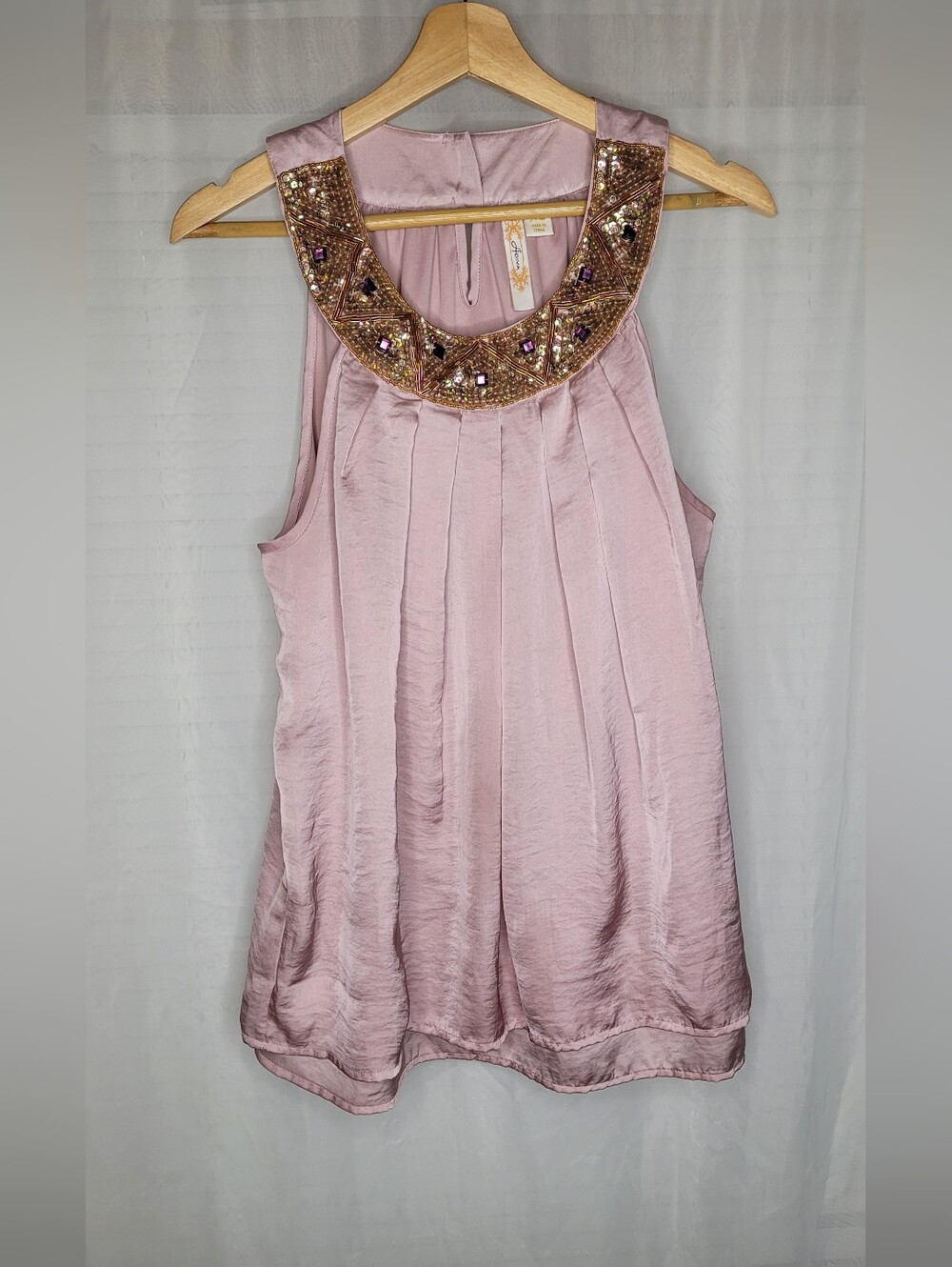 Pink Satin Tank Top XL Elevated Soft Girl Glam Boho Y2k Bling Neckline